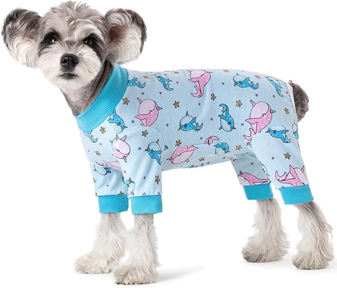 Dog Surgery Recovery Suit, Dog Onesie for Surgery Female Male Dogs, Dogs Pajamas Long Sleeve, Small Dogs Onesie, Abdominal Wound Bandages Surgical Suit, Cat Recovery Suit for Shedding Skin Disease