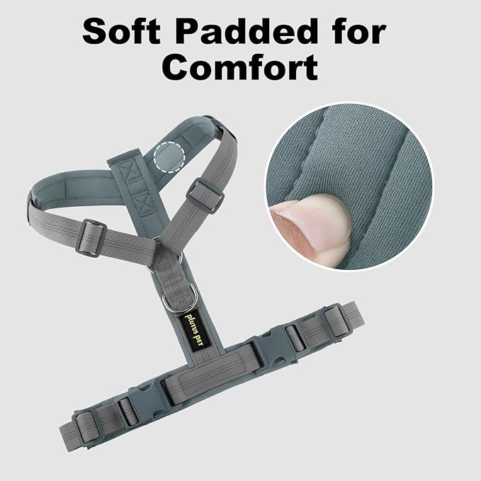 Plutus Pet No Pull Dog Harness, Adjustable Nylon Harness with Soft Padding, Reflective and Heavy Duty Dog Harness for Small, Medium, Large Dogs(Gray, XS)