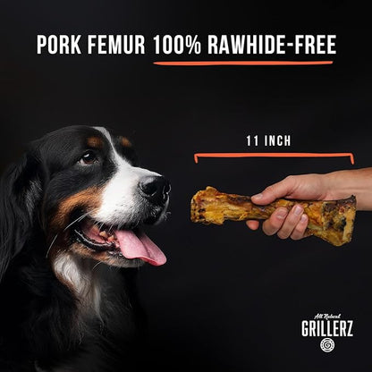 Scott Pet Grillerz Junior Meaty Mammoth Bone, 1 Count, Rawhide Free, All Natural Treat for All Breeds, Gluten Free, Long Lasting, Easy to Digest, Dog Chew for Healthy Teeth