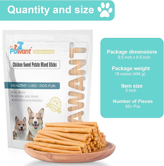 Soft Dog Treats Chicken Sweet Potato Sticks Puppy Easy to Digest Training Snacks Mixed Chicken Sweet Potato Sticks 1 Pound (Pack of 1)