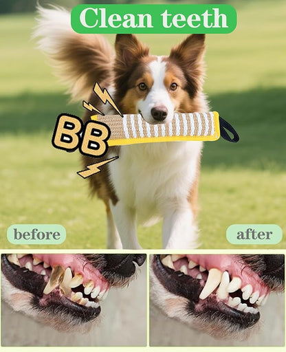 Clysoru Squeaky Tug Toy for Dogs Jute with 2 Strong Handles Lasting Training Equipment Puppy to Large Dog Interactive Toys of War Pull Indestructible Rope Pet Crinkle Teething (Citrine)