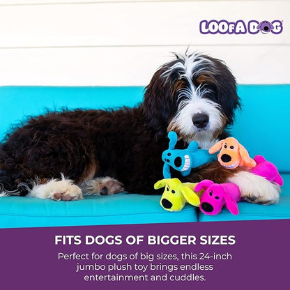 Multipet Original Loofa Dog Plush Toy - Squeaky Toy for All Dogs - Extra Soft Plush - Stuffed Animal Dog Toys for Playing (1 Count, 24”, Random Color Surprise)
