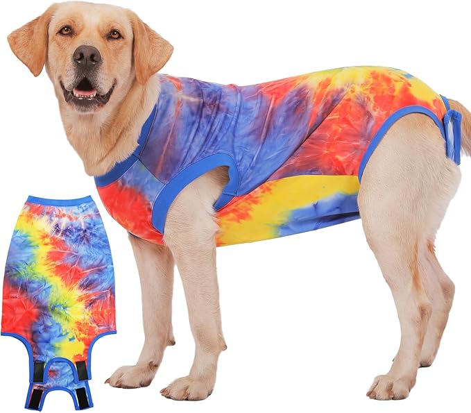 Dog Surgery Recovery Suit, Surgical Recovery Suit for Dog Male Neuter, Female Spay Shirt, Cone Alternative Pet Surgical Onesie Post Surgery Bodysuit, Tie-dye Blue, XXL