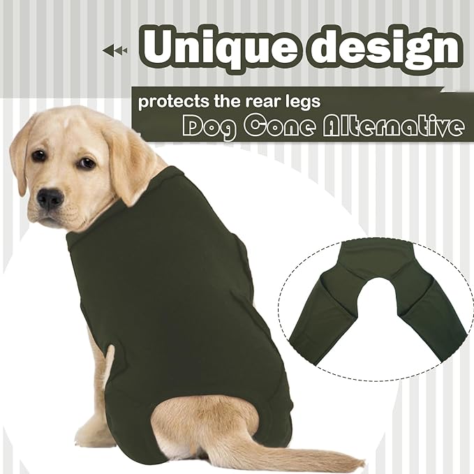 ROZKITCH Dog Leg Surgery Recovery Suit Rear Legs, Pet Sleeve to Prevent Licking Wound Elbow Protector, Dog Recovery Suit Cone Collar Alternative for Sprain ACL CCL Arthritis Joint Care Green XL