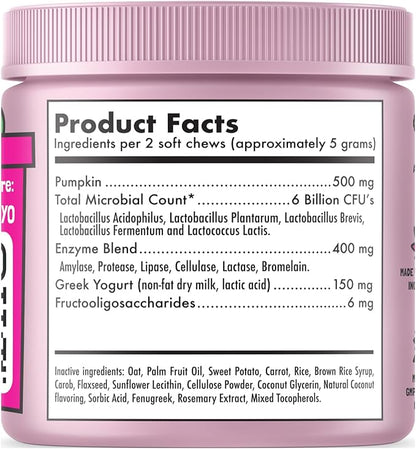 Probiotics for Dogs Natural Digestive Enzymes Prebiotics for Allergy Itch Relief Gut Flora Coprophagia Bowel Support Treatment Anti Diarrhea for Dogs Pet Health Immune System Support 30 Soft Chews