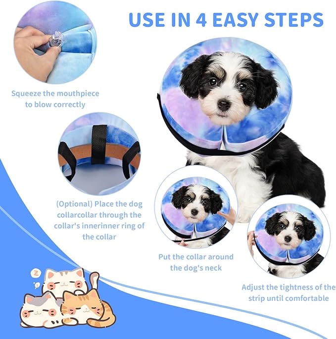Inflatable Dog Recovery Collar, Dog Cone Collar for After Surgery, Prevent Dogs from Biting & Scratching Wound E-Collars to Help with Healing Soft Pet Recovery Collar Does