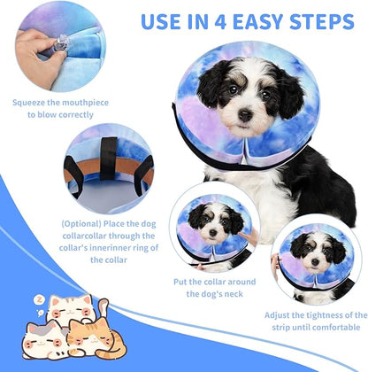 Inflatable Dog Recovery Collar, Dog Cone Collar for After Surgery, Prevent Dogs from Biting & Scratching Wound E-Collars to Help with Healing Soft Pet Recovery Collar Does