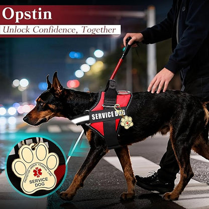 Opstin Service Dog Vest, ID Tag + 50 ADA Information Cards, Service Dog Harness in Sizes X Small to XX Large, Ruggedized Metal Tag, 2-Sided Service Animal Information Cards, ESA Accessory Set X-Large