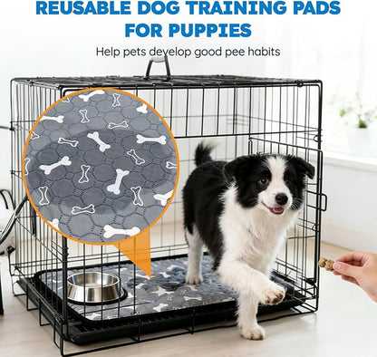 Washable Pee Pads for Dogs, Absorbent Reusable Puppy Training Pads, Leakproof, Non-Slip, Waterproof Cat Doggie Pad Pet Potty Mat for Indoor&Outdoor, Whelping, Playpen, Crate, Gray 20"x28"