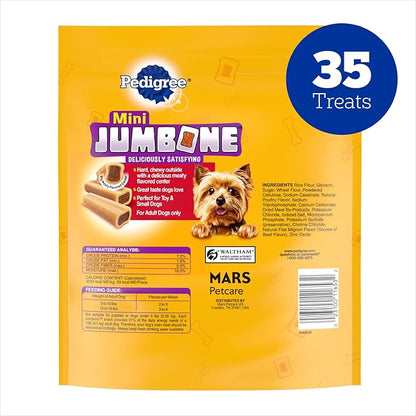 Pedigree Mini Jumbone Small Dog Treats, Dog Bone Like Shell with Beef Flavor, 35 Treats (Pack of 1)