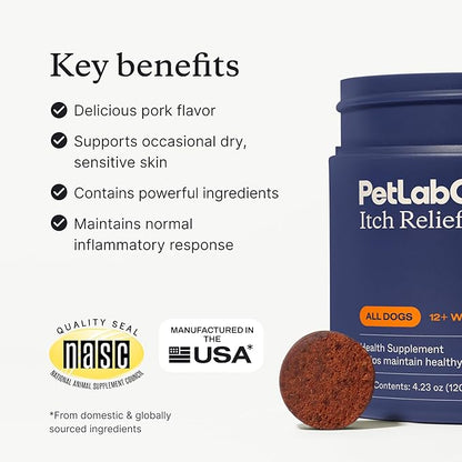 PetLab Co. Itch Relief Chew Pro – Itch Relief Chews for Dogs, Omega 3 Itch Supplement, Packed with Beneficial Fatty Acids for Healthy Skin, Seasonal Allergies Support - Packaging May Vary - Pack of 2