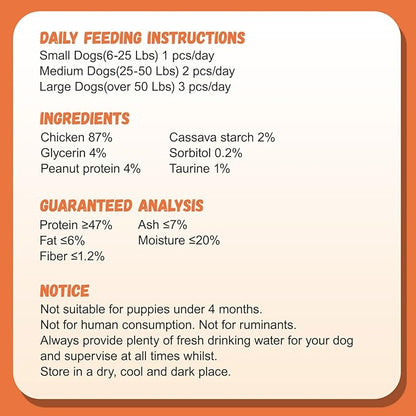 Pawmate Dog Treats Chicken Jerky Rings, Rawhide-Free Grain-Free Real Dried Tenders Natural Chicken Breast Dog Chewy Training Snacks for Small Medium Large Dogs Large Pack, 10.6 oz