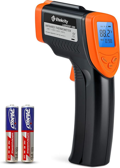 Etekcity Infrared Thermometer Laser Temperature Gun 1080, -58°F~ 1130°F for Meat Food Candy Pizza Oven, Heat Gun for Cooking, Kitchen, Fridge, Reptile, BBQ, HAVC, Adjustable Emissivity & Max Measure