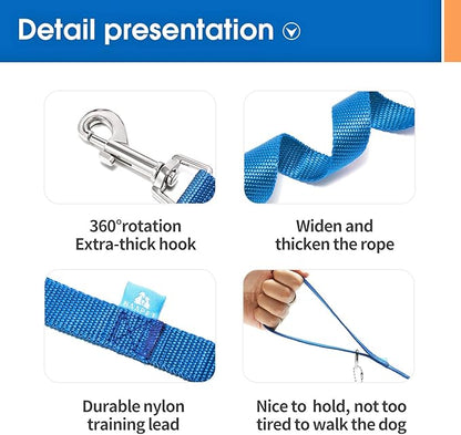 BAAPET 15/20/30/50/100 ft Long Dog Training Leash with Clickers for Small, Medium and Large Dogs or Cats (20 Feet, Blue)