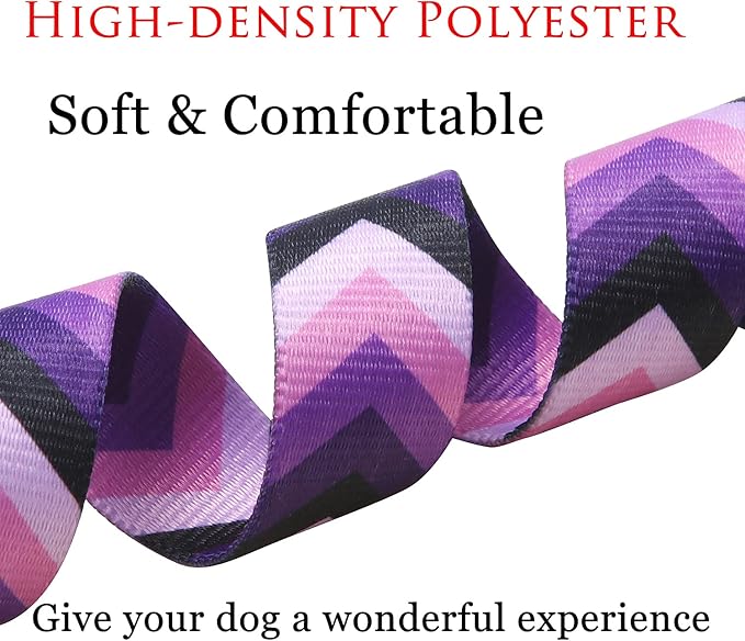 Mihqy Dog Collar with Bohemia Floral Tribal Geometric Patterns - Soft Ethnic Style Collar Adjustable for Small Medium Large Dogs(Purple Arrow,L)