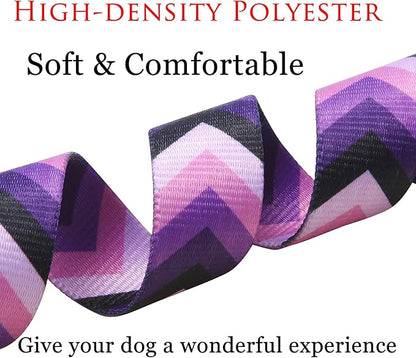 Mihqy Dog Collar with Bohemia Floral Tribal Geometric Patterns - Soft Ethnic Style Collar Adjustable for Small Medium Large Dogs(Purple Arrow,L)