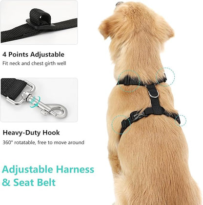 VavoPaw Dog Seat Belt, Safety Vest Dog Car Harness with Adjustable Buckle Dog Seat Belt for Vehicle Nylon Pet Safety Seat Belts Heavy Duty(XXL, Blue)