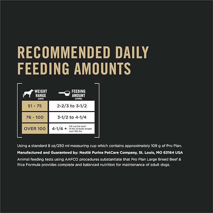 Purina Pro Plan Large Breed Dry High Protein Dog Food With Probiotics for Dogs, Beef and Rice Formula - 47 lb. Bag