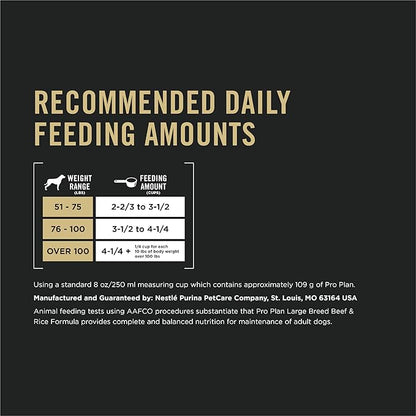 Purina Pro Plan Large Breed Dry High Protein Dog Food with Probiotics for Dogs, Beef and Rice Formula - 18 lb. Bag