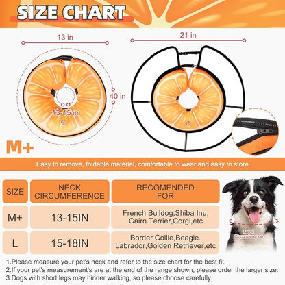 KOOLTAIL Inflatable Dog Cone Collar, Soft Donut E Collar for Dogs After Surgery to Stop Licking Enhanced Alternative, Blow Up Pet Neck Pillow Recovery Adjustable Cone for Dog Cat,Orange M