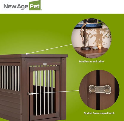 New Age Pet ECOFLEX InnPlace Dog Crate & End Table, Indoor Furniture Style Pet Kennel for Small, Medium, Large & XL Dogs, Durable Composite, Russet Brown, Medium