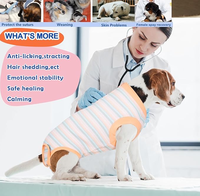 Recovery Suit for Dogs,Dog Cone Alternative Zipper Surgery Suit Female Spay,Soft Dog Surgery Suit for Anti Licking,Breathable Surgical Suit for Dogs Female Spay