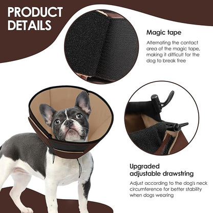 Small Dog Cone Collar, Adjustable Soft Dog Cone for Small Dogs to Stop Licking, Pet Recovery Cone for Male Female Dogs, Brown S