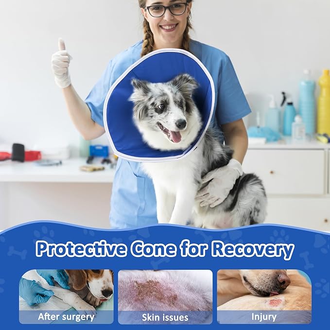 BARKLESS Dog Cone, Soft Cone for Dogs After Surgery to Stop Licking, Alternative to Recovery Collar for Large Breeds, Adjustable Elizabethan Collar for Neutering and Wound Care