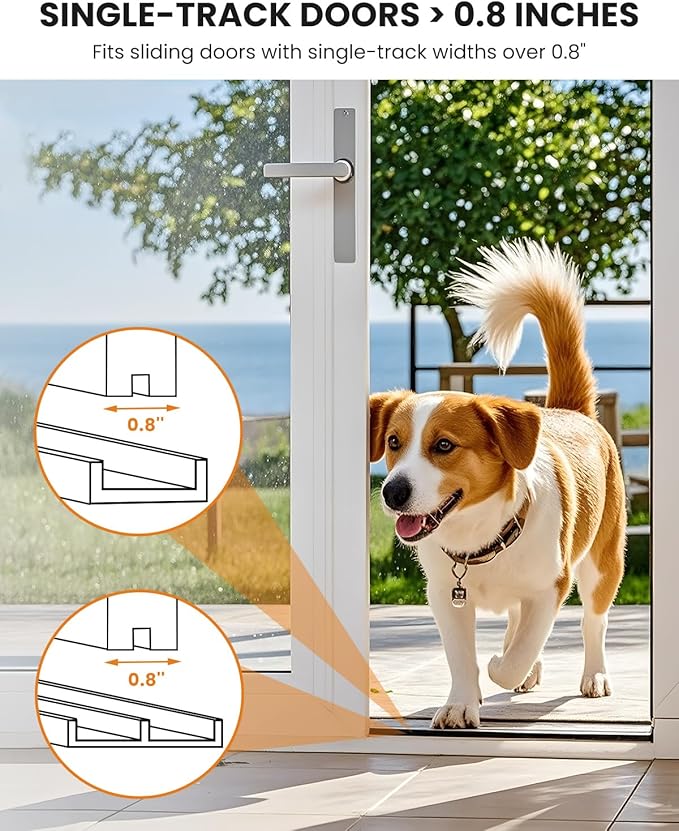 Dog Door for Sliding Glass Insert for Cat Doggie Doggy Pet Doors with Lock, Adjustable Height 86.61" to 92.52"