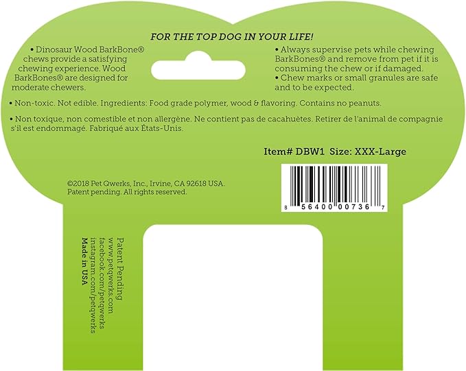 Pet Qwerks Original BarkBone - Nylon Dog Bone for Aggressive Chewers - BBQ Flavor - 7.75"