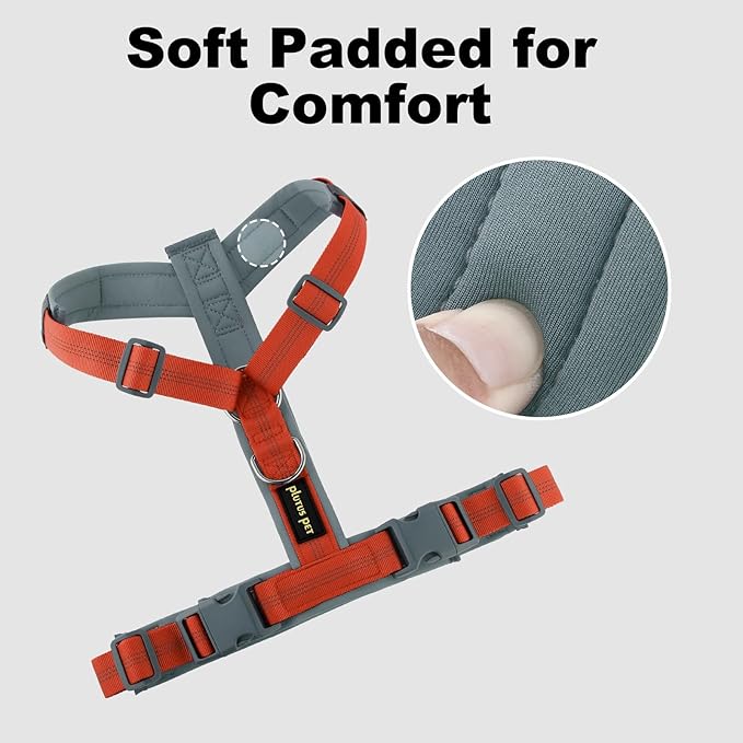 Plutus Pet No Pull Dog Harness, Adjustable Nylon Harness with Soft Padding, Reflective and Heavy Duty Dog Harness for Small, Medium, Large Dogs(Orange, S)