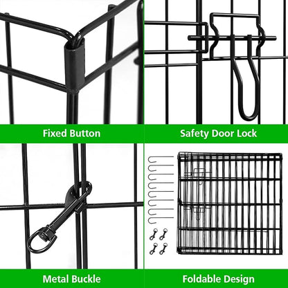 Puppy Pet Playpen 8 Panel 24 Inch Indoor Outdoor Metal Portable Folding Animal Exercise Dog Fence Ideal for Pet Animals Dog Cat Rabbit Breed Puppy (24" x 24" x 8)