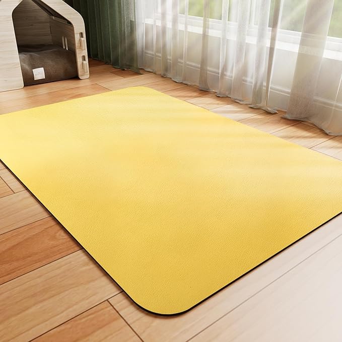 HotLive Dog Food Mat - Absorbent Cat Mat for Food and Water, No Stains Pet Feeding Bowl Mat, Easy to Clean Pet Placemats, Quick Dry Dog Water Dispenser Mat for Messy Drinkers | Yellow 24"x36"