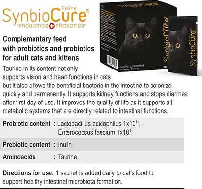 I Probiotics & Prebiotics for Cats I Powder Cat Supplement I Digestive Health Support I 200 Billion Bacteria Per Sachet I 30 Sachets*2 g