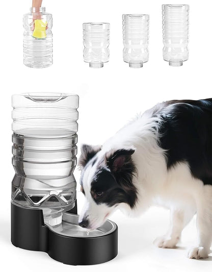 Heouvo 2.1 Gallon Automatic Dog Water Dispenser【Wide Mouth for Easy Hand-in Cleaning】【Removable Stainless Steel Bowl】, Gravity Refilling Large Capacity for Cats and Dogs, Multi-Pet Homes