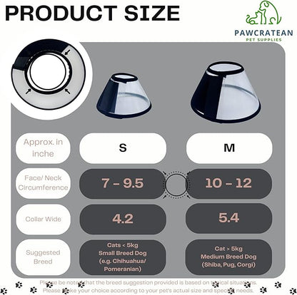 Pet Cone Collar Dog Cat Soft Plastic Recovery Collar Adjustable Comfortable Wounds Protection Small Medium Size Elizabeth Collar (Transparent, Medium)