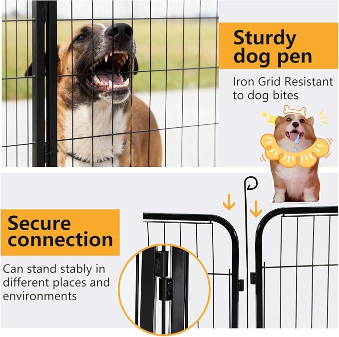 FDW Dog Playpen Dog Pen 16 Panels 40 Inch Hight Indoor Outdoor Folding Metal Portable Puppy Exercise Pen Heavy Duty Dog Fence for Yard Camping,Black