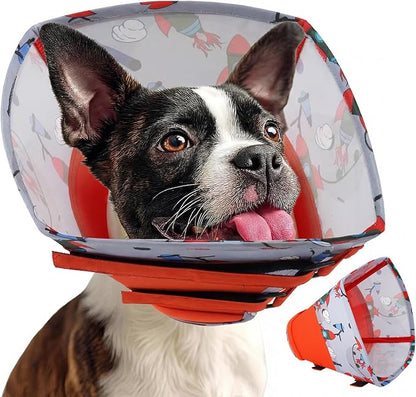 Allroaring Dog Cone, Soft Dog Cone Collar to Stop Licking, Adjustable Cones for Medium Dogs, Comfy Pet Recovery Collars & Cones Alternative for After Surgery Wound Healing, Red M