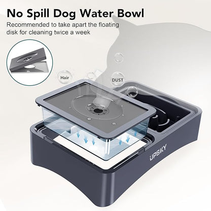 UPSKY 3-in-1 Elevated Dog Bowls Slow Feeder, Adjustable Stand, Stainless Steel Food & No Spill Pet Water Bowl for Small Medium Dogs, Blue