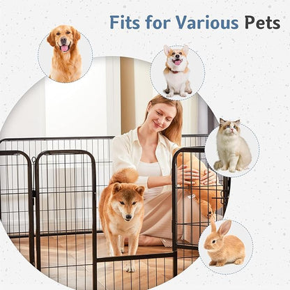 DUMOS Dog Playpen Indoor, Metal 24 Inch 12 Panels Foldable Pet Fence with Door, Outdoor Small Medium Large Dog Puppy Portable Exercise Play Pen for RV Camping, Trips, Play Yard
