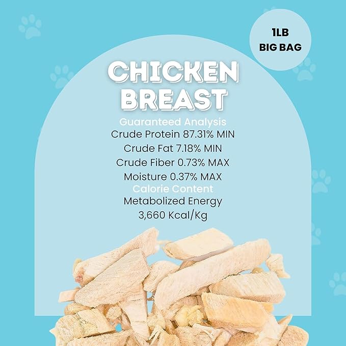 hotspot pets Freeze Dried Chicken Treats for Cats & Dogs -1LB Value Bag- Made in USA - Single Ingredient- Resealable Bag, All Natural Grain-Free (Chicken Breast)- Perfect for Training, Topper or Snack