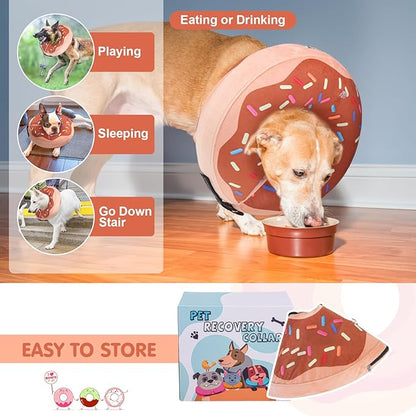 BEAUTYZOO Dog Cone Alternative After Surgery for Large Medium Small Dogs, Soft Inflatable Cone Collars for Dogs Cats, Neck Donut E Collar Dog Recovery Collar to Stop Licking, Chocolate Brown, M