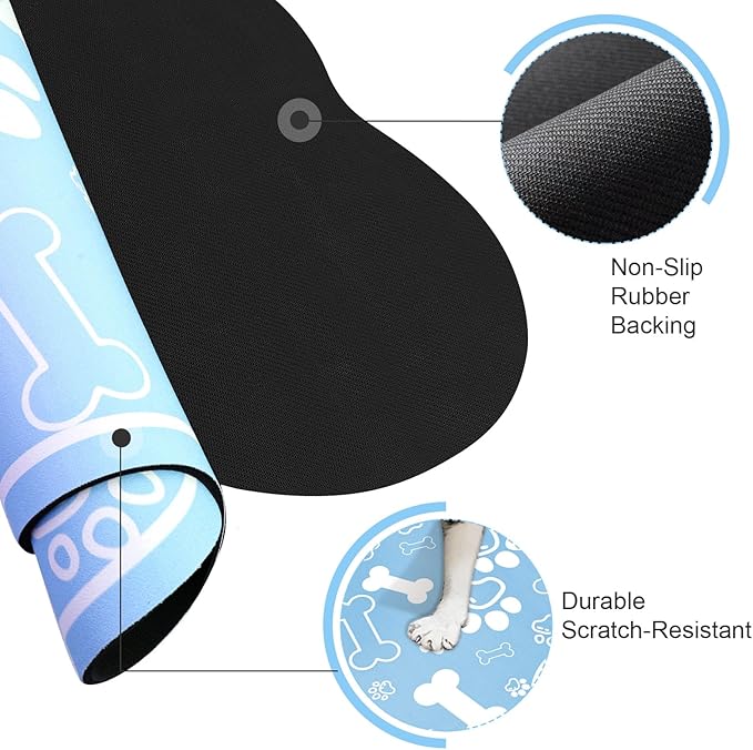 Dog Cat Mat for Food and Water,Rapid Absorbent Pet Feeding Mat, Bone Shaped Dog Placemat Bowl Mat with Rubber Backing,No Stains Pet Food Mats Indoor, Pet Accessories Supplies,Blue 23"×36"