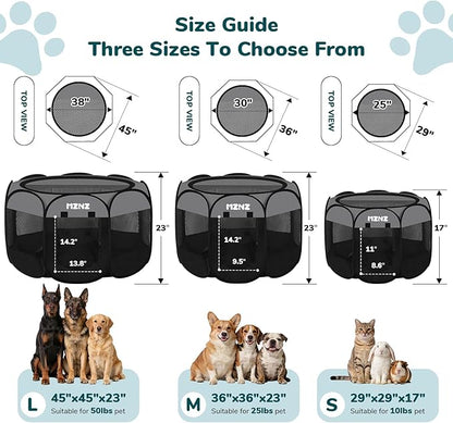 Dog Playpen, Portable Puppy Pet Crate Indoors for Small/Medium Dogs Cats Rabbits, Foldable Dog Cage Enclosure for Outdoor, Pop Up Dogs Tent Kennel with Carrying Case, Dark Grey