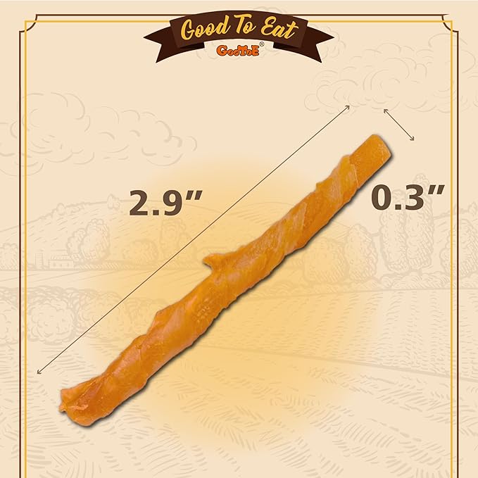 Gootoe Turkey Tendons for Dogs –All-Natural, Hypoallergenic Dog Treats, Rawhide Alternative, Long Lasting Puppy Chews, Healthy Dog Treats for Medium Breeds, Twists (M), 6 Count Pack