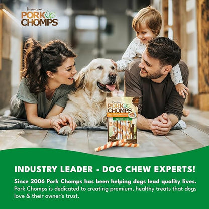 Pork Chomps Baked Pork Skin Dog Chews, 5 Inch Mini Twists, 12 Count - Real Chicken Wrap - Long-Lasting Treats for Dogs - High Protein, Rawhide-Free, Low Fat, Healthy & Delicious Chews