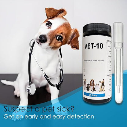 QMARK Urine Test Strips for Cats & Dogs, 50 Count, 10-Parameter UTI Testing Kit with Dropper and Tube