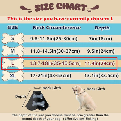 Dog Cone Collar Alternative, Partially Detachable Hard & Heavy Cone for Lab Golden GSD (Small&Medium Sized), Elizabethan Adjustable Protective Dog Neck Head Recovery Cone After Surgery Anti Licking