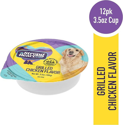 A Strong Heart Wet Dog Food Cups, Grilled Chicken Flavor - 3.5 oz Cups (Pack of 12), Made in The USA with Real Chicken