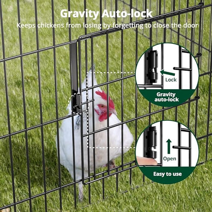 PawGiant Chicken Coop, Chicken Run Pen for Yard with Cover Outdoor Metal Portable Chicken Tractor Cage Enclosure Crate Outside for Small Animals Duck Rabbit Hen 86"×40"